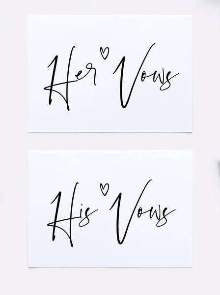 His & Her Vows Modern Wedding Vow Keepsake Card Set – Coco Press Design