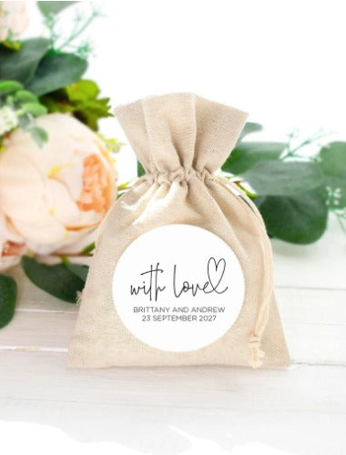 Custom With Love Wedding Favor Thank You Stickers, Cute Party Tags, Round Labels, Favour Bag, Envelopes Invitations, from Bride and Groom