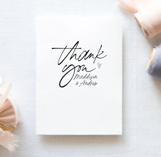 Wedding Thank You Card Template, Wedding Thank You Cards, Personalised Thank Yous, Personalized Engagement Note Cards, Simple Elegant