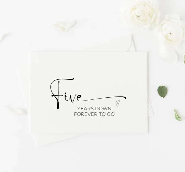 
            
                Load image into Gallery viewer, Five Years Down Forever To Go Anniversary Card
            
        