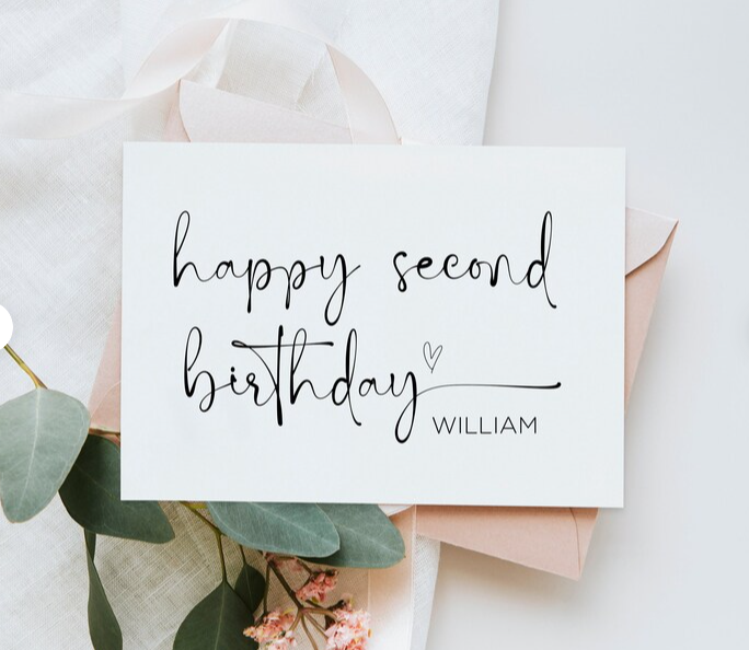 
            
                Load image into Gallery viewer, Custom Happy Second Birthday Card
            
        