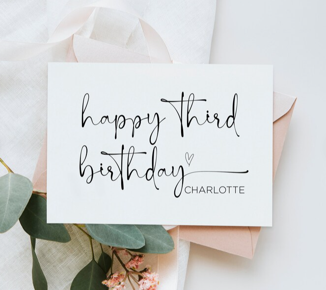 Custom Happy Third Birthday Card