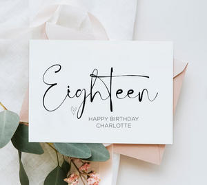 Custom Eighteen Happy Birthday Card