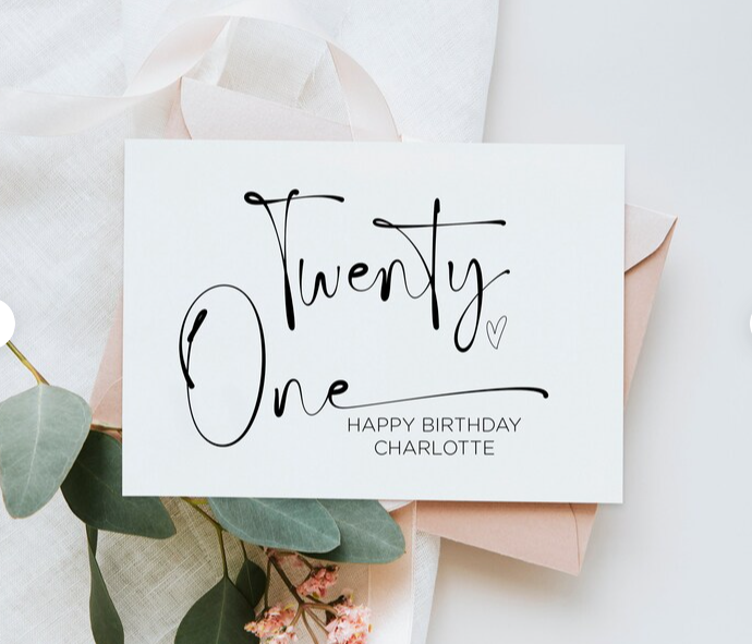 
            
                Load image into Gallery viewer, Custom Twenty One Happy Birthday Card
            
        