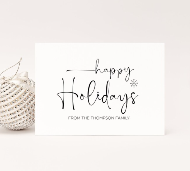 Custom Happy Holidays Card, Snowflake