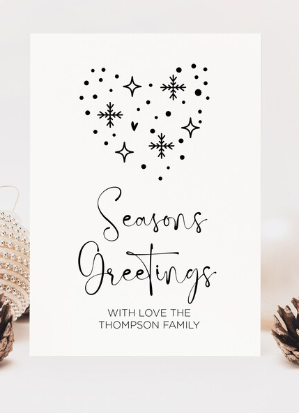 
            
                Load image into Gallery viewer, Custom Seasons Greetings Card, Snowflake Heart
            
        