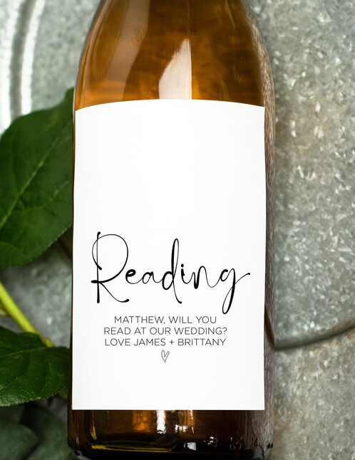 
            
                Load image into Gallery viewer, Custom Will You Read at Our Wedding Request Wine Label - Custom Wedding Stickers
            
        