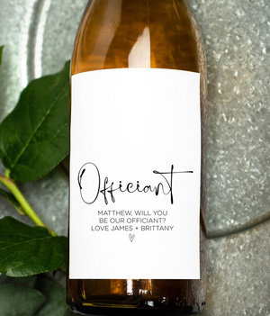 Custom Will You Be Our Officiant Request Wine Label - Custom Wedding Stickers
