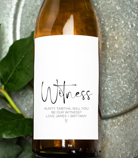 
            
                Load image into Gallery viewer, Custom Will You Be Our Witness Request Wine Label - Custom Wedding Stickers
            
        