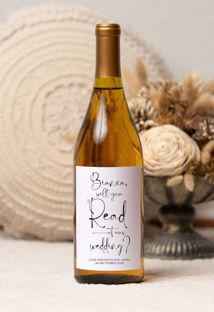 Custom Will You Read at Our Wedding Wine Label - Custom Wedding Stickers