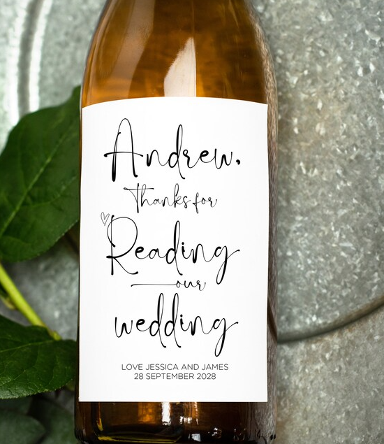 Custom Thanks for Reading at Our Wedding Wine Label - Custom Wedding Stickers