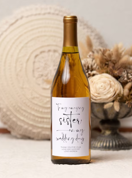 
            
                Load image into Gallery viewer, Custom To My Amazing Sister on My Wedding Day Wine Label - Custom Wedding Stickers
            
        