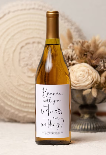 
            
                Load image into Gallery viewer, Custom Will You Witness Our Wedding Wine Label - Custom Wedding Stickers
            
        