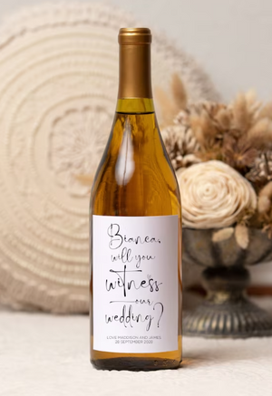 Custom Will You Witness Our Wedding Wine Label - Custom Wedding Stickers