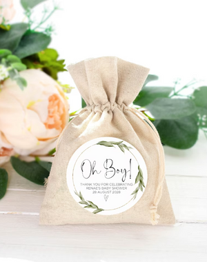 
            
                Load image into Gallery viewer, Custom Round Oh Boy Stickers, Baby Shower Gift Labels
            
        
