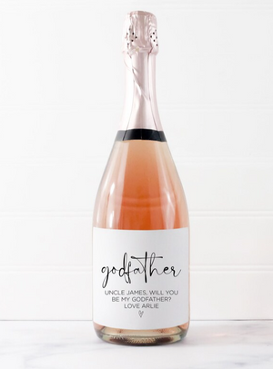 Custom God Father Wine Label Sticker - God Parent Asking Request Wine Label