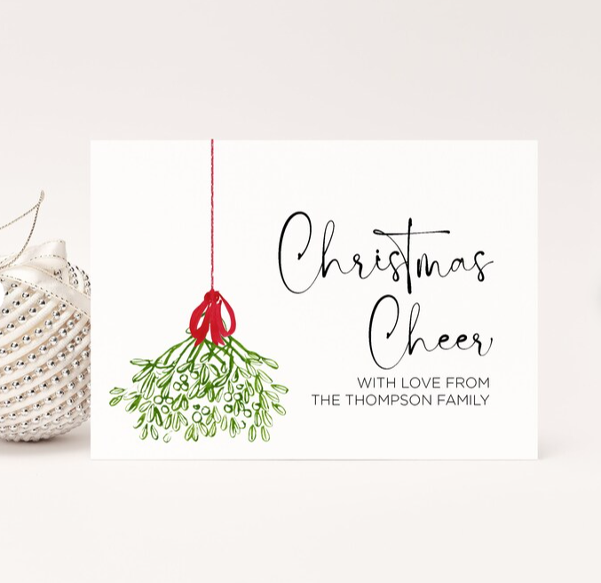 
            
                Load image into Gallery viewer, Custom Christmas Cheer Card, Mistletoe
            
        