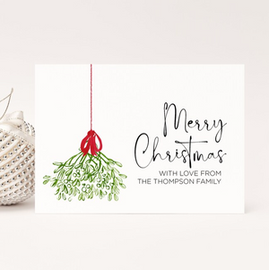 Custom Merry Christmas Card, Mistletoe