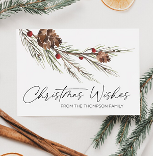 Custom Christmas Wishes Card, Pine Tree