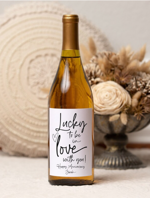 
            
                Load image into Gallery viewer, Custom Lucky To Be In Love With You - Valentines Day Wine Labels
            
        