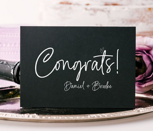 Black and White Custom Congrats Card - Congratulations Card For Bride and Groom
