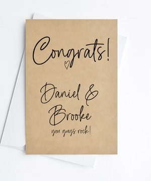 
            
                Load image into Gallery viewer, Rustic Custom Congrats You Guys Rock! Congratulations Card
            
        