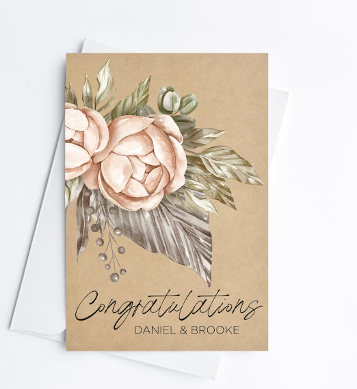 Rustic Congratulations Rustic Kraft Custom Congratulations Card - Rustic Floral – Coco Press ...