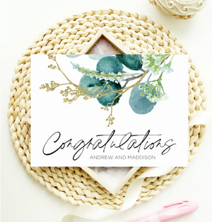 Custom Congratulations Card -Watercolour Foliage