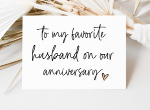 To My Favourite Husband On Our Anniversary Card