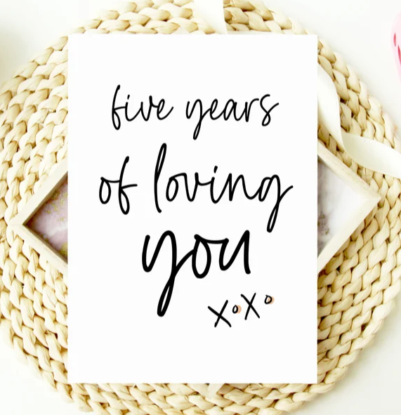 Five Years Of Loving You Happy Anniversary Card