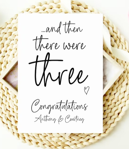 
            
                Load image into Gallery viewer, Custom...And Then There Were Three Pregnancy Congratulations Card
            
        