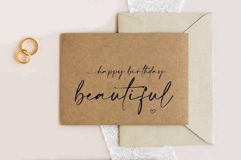 Rustic Happy Birthday Beautiful Card Girlfriend, Birthday Cards Fiancé, Gift for Wife from Husband, For Her Love Card from Boyfriend husband