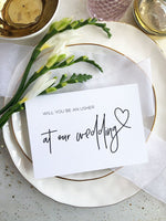 Will You Be an Usher at Our Wedding Card, Wedding Usher Gift, Wedding Party, Bridal Party Gifts, Wedding Cards, Modern, Minimalist CS