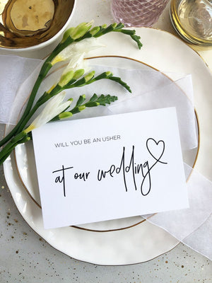 
            
                Load image into Gallery viewer, Will You Be an Usher at Our Wedding Card, Wedding Usher Gift, Wedding Party, Bridal Party Gifts, Wedding Cards, Modern, Minimalist CS
            
        