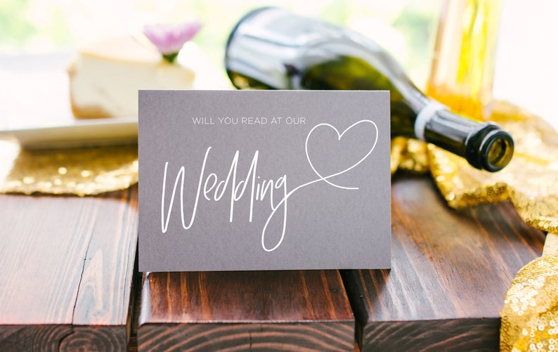 Will You Be Our Wedding Reader Card, Please Be Our Reader, Bridal Party Gifts, Request Card, Asking Card, Heart, Will You Read, Modern