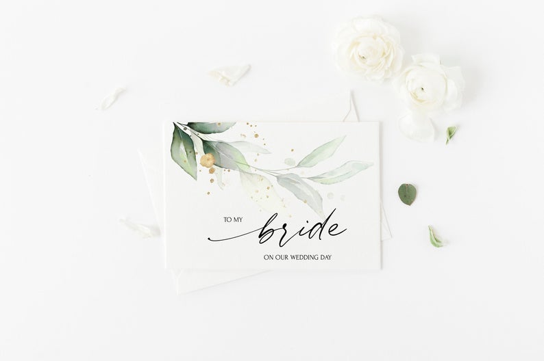
            
                Load image into Gallery viewer, Eucalyptus To My Bride Gift, On Our Wedding Day, Elegant Wedding, Future Wife, Wedding Card For Wife, Bride Card From Groom, Modern Greenery
            
        