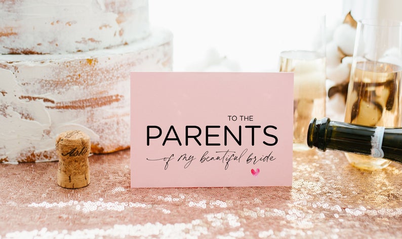 Cute Parents of the Bride Gifts, Parents of the Groom Gift, Brides Parents, Mom Dad Card, Wedding Gift Parents, To My Parents Wedding Day