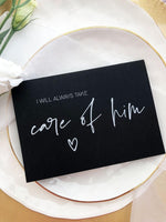 Black and White I Will Always Take Care of Him Wedding Day Card To Parents in Law, Mother In Law Gift, Father Mother of the Groom BT