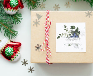 
            
                Load image into Gallery viewer, Personalized Christmas Gift Label Stickers, Merry Christmas Stickers, Square Labels, Greenery Wreath, Envelope Seals, Xmas Present Tags
            
        