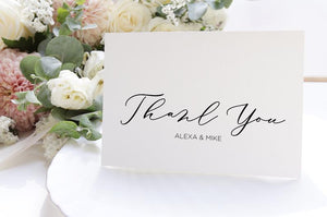 Simple Wedding Thank You Card Template, Wedding Thank You Cards, Personalized Thank You Cards, Personalized Cards, Calligraphy Note Cards,