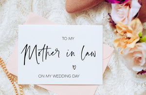 
            
                Load image into Gallery viewer, Elegant To My Mother in Law on My Wedding Day Card, Parents in Law Wedding Card, Mum Of The Groom, Wedding Card For Brides Mom, BT
            
        