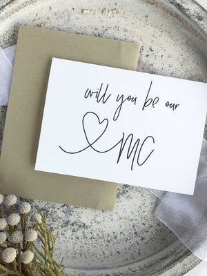 
            
                Load image into Gallery viewer, Will You MC at our Wedding Card, Master of Ceremonies Card, Wedding MC Card, Bridal Party Card, Modern Wedding Card, MC Gift
            
        