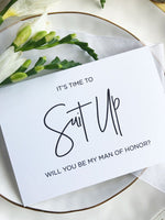 Man of Honor Card, Best Man Card, BestMan Card, Will You Be My Man of Honour, Asking Best Man, Keepsake Card, Suit Up Card, Bridal Party