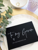 Black and White To My Groom Card, Groom Card From Bride To Groom Gift, Groom Gift From Bride To Groom Card, Modern Wedding, Simple BT BW