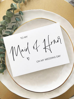 These modern 'To My Maid of Honor On My Wedding Day' cards are the perfect way to thank your girlfriends for standing by your side as you walk down the aisle.