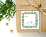 Cute Christmas Gift Label Stickers, Merry Christmas Gift, Square Labels, Cute Greenery Holiday Wreath, Seals Custom Xmas Present Tags, Cards