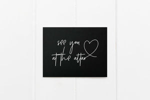 Black and White See You At The Altar Wedding Card, Groom Gift From Bride, Groom Gifts, Husband Gift, Husband Wedding Gift, White Ink CS