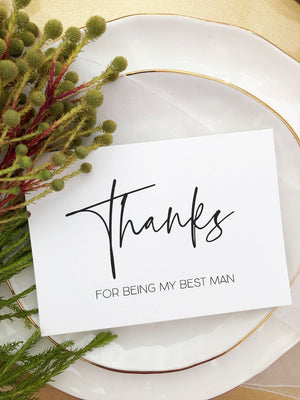 
            
                Load image into Gallery viewer, Black and White Thanks for Being My Best Man Wedding Day Card, Groomsmen Gift, Wedding Thank You Cards, Bridal Party Gifts, Elegant BT
            
        