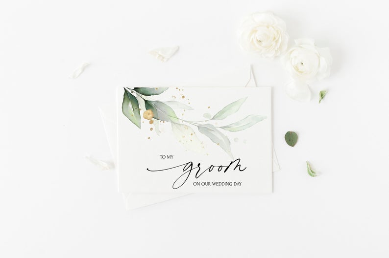 
            
                Load image into Gallery viewer, To My Groom Wedding Card, From Bride To Groom Card, Future Husband On Wedding Day, Gift For Groom To Be, Eucalyptus Wedding Cards, Modern
            
        