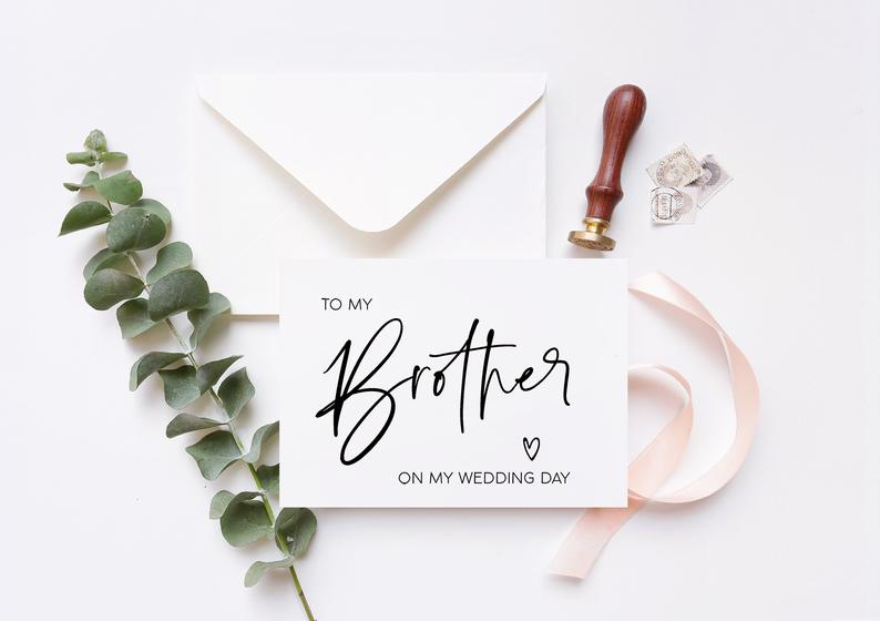 
            
                Load image into Gallery viewer, Brother Gift, Bridal Party Gift, To My Brother on My Wedding Day Card, Groomsman Gifts, Wedding Cards, from Bride to Sibling, Cute, Simple
            
        